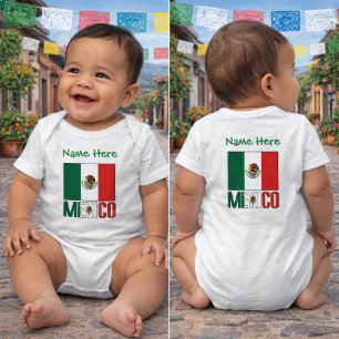 Personalisiertes Mexiko-Flagge-Name-Design Baby Strampler