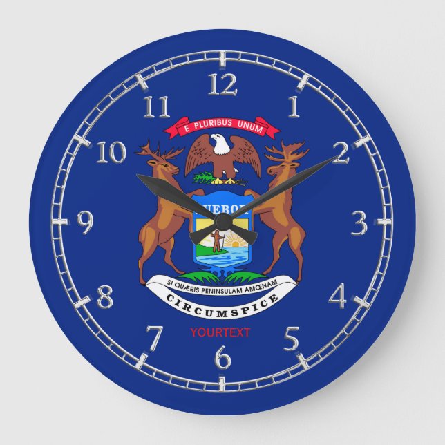 Personalisiertes Michigan-State-Flag-Design Große Wanduhr (Vorderseite)
