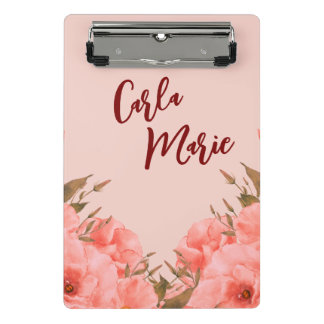 Personalisiertes Mini-Clipboard | Rosa Blumendesig Mini Klemmbrett