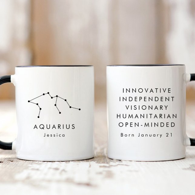Personalisiertes Minimalistisches Aquarius Zodiac- Tasse (Von Creator hochgeladen)