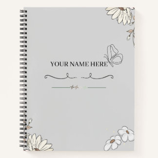 Personalisiertes minimalistisches Blumen-Schmetter Notizbuch