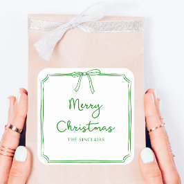 Personalisiertes Minimalistisches Bow Design Weihn Quadratischer Aufkleber