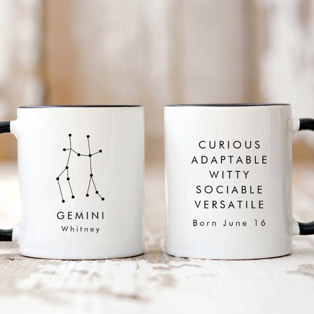 Personalisiertes Minimalistisches Gemini Zodiac-Ze Tasse (Von Creator hochgeladen)