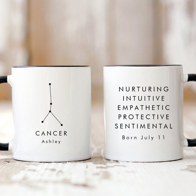 Personalisiertes Minimalistisches Krebszeichen Tasse (Von Creator hochgeladen)