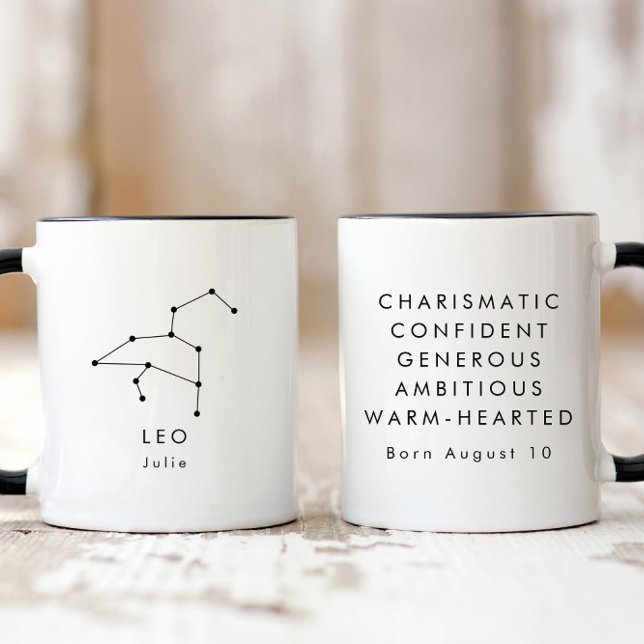 Personalisiertes Minimalistisches Leo Zodiac-Zeich Tasse (Von Creator hochgeladen)
