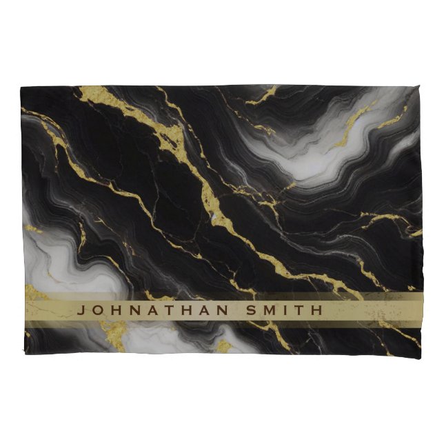 Personalisiertes Minimalistisches, modernes Schwar Kissenbezug (Vorderseite)