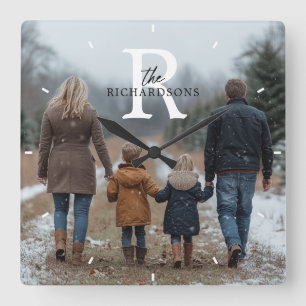 Personalisiertes Minimalistisches Monogramm Name F Quadratische Wanduhr