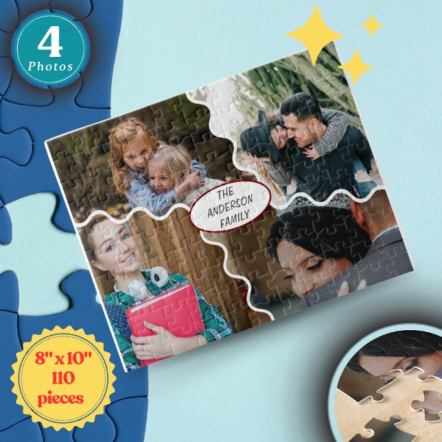 Personalisiertes Minimalistisches Puzzle | Erinner (Custom 4-Photo Collage Jigsaw Puzzle | 8”x10” 110-Piece Personalized Minimalist Puzzle)