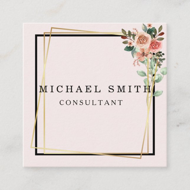 Personalisiertes Minimalistisches QR-Logo Quadratische Visitenkarte (Vorderseite)