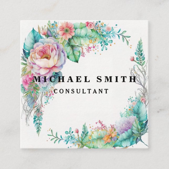 Personalisiertes Minimalistisches QR-Logo Quadratische Visitenkarte (Vorderseite)