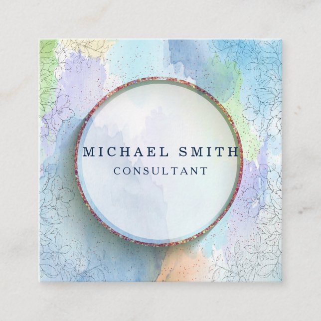 Personalisiertes Minimalistisches QR-Logo Quadratische Visitenkarte (Vorderseite)