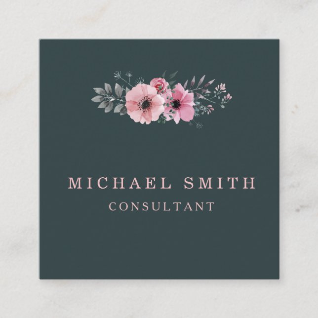 Personalisiertes Minimalistisches QR-Logo Quadratische Visitenkarte (Vorderseite)