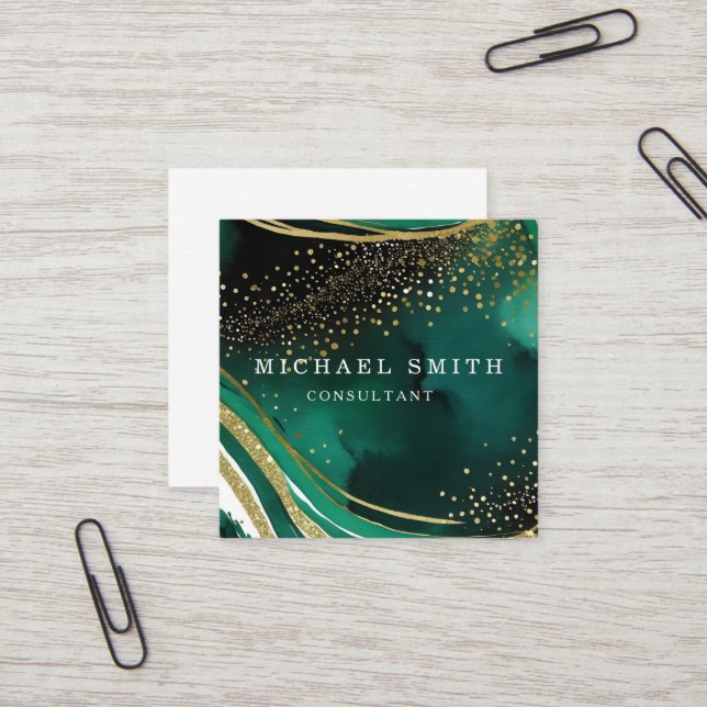 Personalisiertes Minimalistisches QR-Logo Quadratische Visitenkarte (Vorderseite/Rückseite Beispiel)