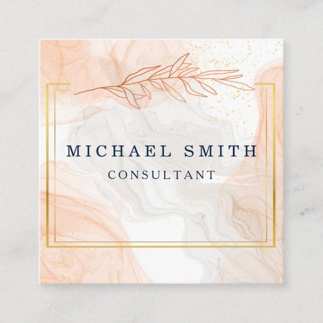 Personalisiertes Minimalistisches QR-Logo Quadratische Visitenkarte (Vorderseite)