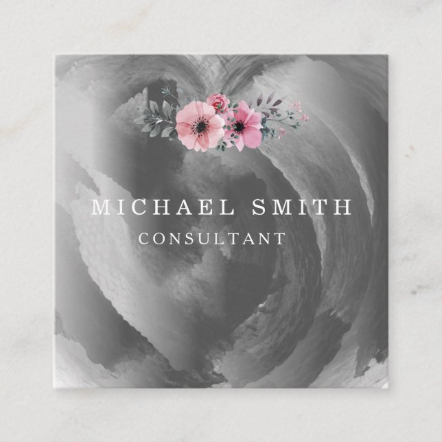 Personalisiertes Minimalistisches QR-Logo Quadratische Visitenkarte (Vorderseite)