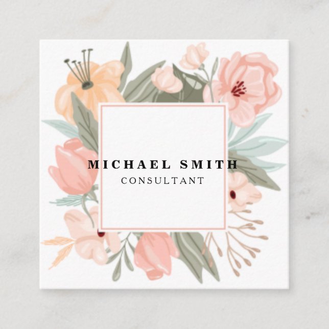 Personalisiertes Minimalistisches QR-Logo Quadratische Visitenkarte (Vorderseite)