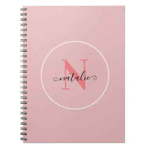 Personalisiertes minimalistisches rosa Spiralnotiz Notizblock