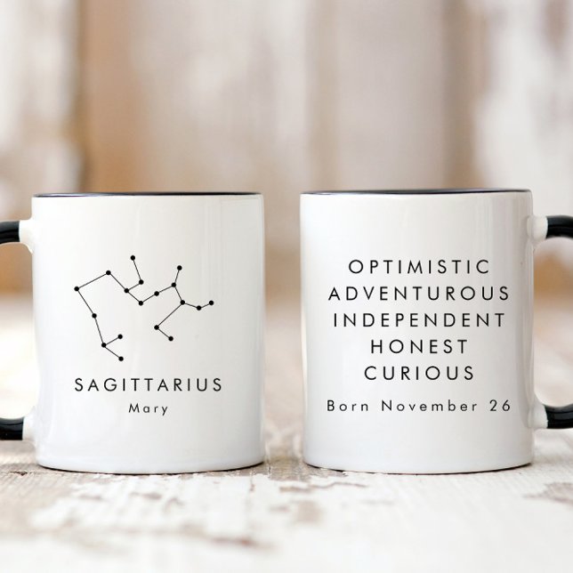 Personalisiertes Minimalistisches Sagittarius Zodi Tasse (Von Creator hochgeladen)