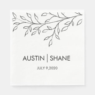 Personalisiertes Minimalistisches Sketch Leaf Serviette