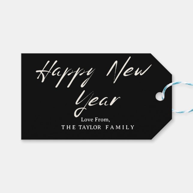 Personalisiertes Minimalistisches Skript Neujahrsf Geschenkanhänger (Vorderseite (Horizontal))