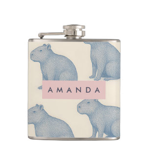 Personalisiertes minimalistisches süßes Capybara-M Flachmann