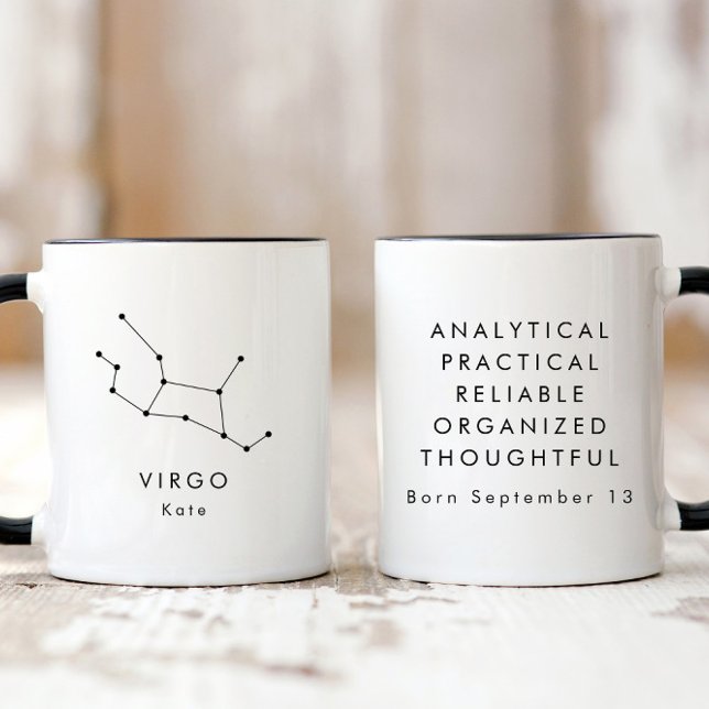 Personalisiertes Minimalistisches Virgo Zodiac-Zei Tasse (Von Creator hochgeladen)