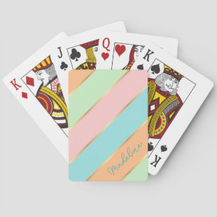Personalisiertes Mintgrün Aqua Blau Rosa Gold Stre Spielkarten