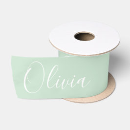 Personalisiertes Mintgrün Elegantes Namen Satin Satinband