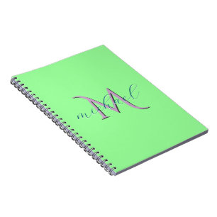 Personalisiertes Mintgrün-Monogramm-Initial und Na Notizblock