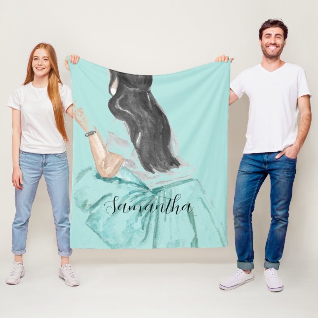 Personalisiertes Minzgrün-modisches Mädchen Fleecedecke (Beispiel)