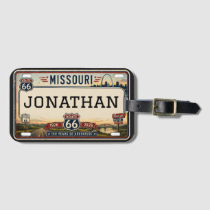 Personalisiertes Missouri Route 66 Nummernschild Gepäckanhänger