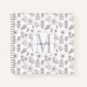 Personalisiertes Mit Monogramm Blumenmuster Notizbuch