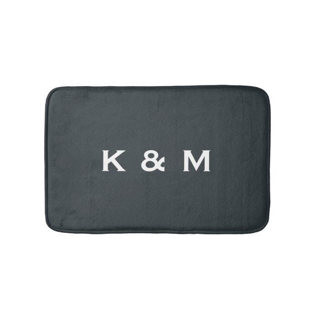 Personalisiertes Mit Monogramm Gunmetal Badematte (Vorderseite)