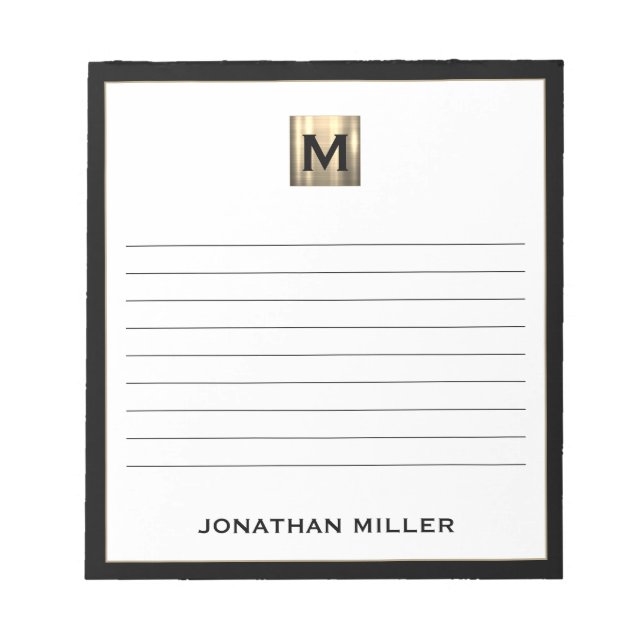 Personalisiertes Mit Monogramm Notepad Notizblock (Vorderseite)
