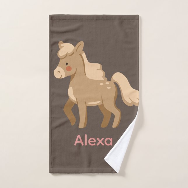 Personalisiertes Mit Monogramm Pony Horse Girl Handtuch (Handtuch)