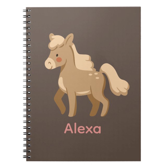 Personalisiertes Mit Monogramm Pony Horse Girl Notizblock (Vorderseite)