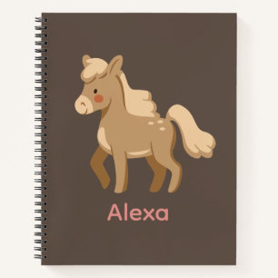 Personalisiertes Mit Monogramm Pony Horse Girl Notizbuch