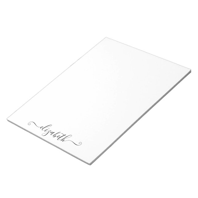 Personalisiertes Mit Monogramm Skript-Notepad Notizblock (angewinkelt)
