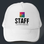 Personalisiertes Mitglied des Sicherheitspersonals Truckerkappe<br><div class="desc">Maßgeschneiderte,  moderne Vorlage Erstellen Sie Ihr eigenes Upload-Image-Logo-Foto White Trucker Security Hat für Männer und Frauen.</div>