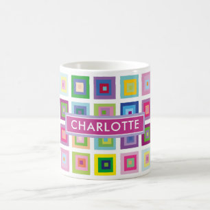 Personalisiertes mittelzentury-farbenfrohes Quadra Kaffeetasse