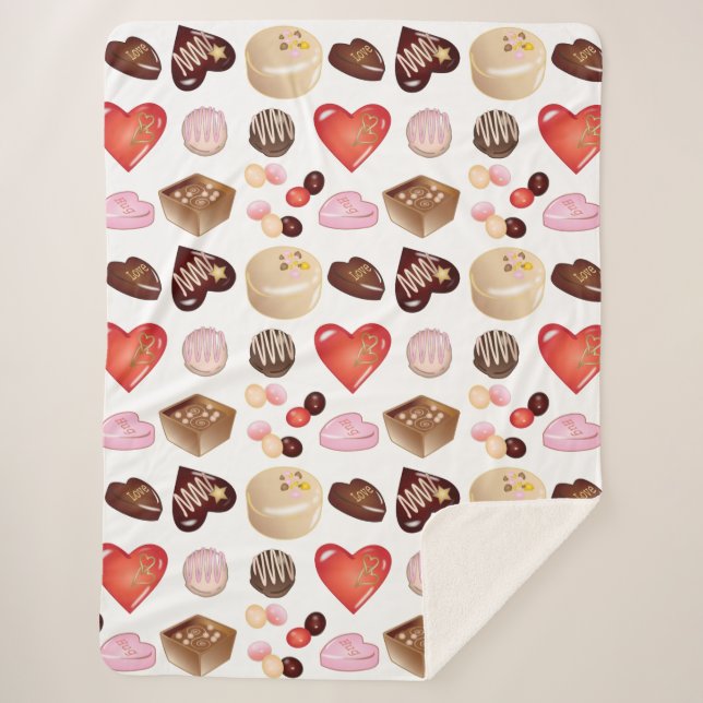 Personalisiertes Modern Chocolate Candy Heart Patt Sherpadecke (Vorderseite)