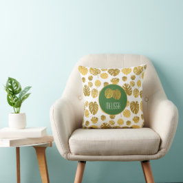 Personalisiertes Modern Gold Blätter Muster Kissen