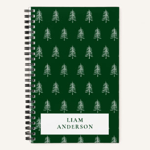Personalisiertes Modern Green Christmas Tree Muste Notizbuch