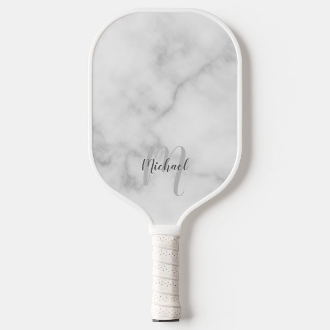 Personalisiertes Modern Script Monogram und Name Pickleball Schläger (Vorderseite)