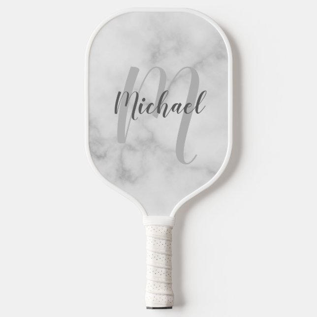 Personalisiertes Modern Script Monogram und Name Pickleball Schläger (Vorderseite)