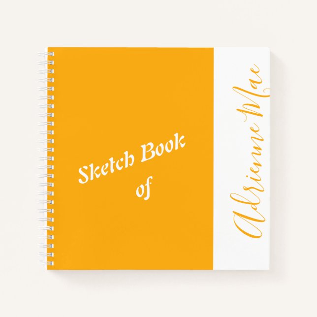 Personalisiertes Modern Yellow Your Name Sketchboo Notizbuch (Vorderseite)