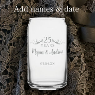 Personalisiertes modernes 25. Hochzeitstag-Geschen Dosenglas