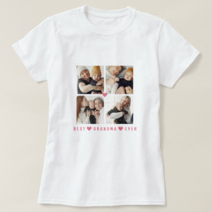 Personalisiertes modernes 4-Foto "Best Oma Ever" T-Shirt