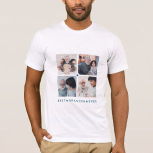Personalisiertes modernes 4-Foto-'Bester Opa ever' T-Shirt