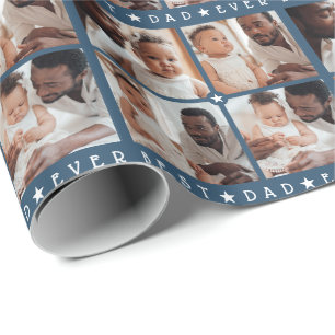 Personalisiertes modernes 4-Foto-'Bester Vater all Geschenkpapier